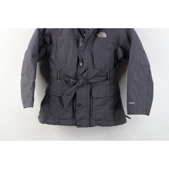 The North Face Girls Size XS Belted 550 Duck Down Puffer Parka Jacket Coat Gray - Picture 3 of 16